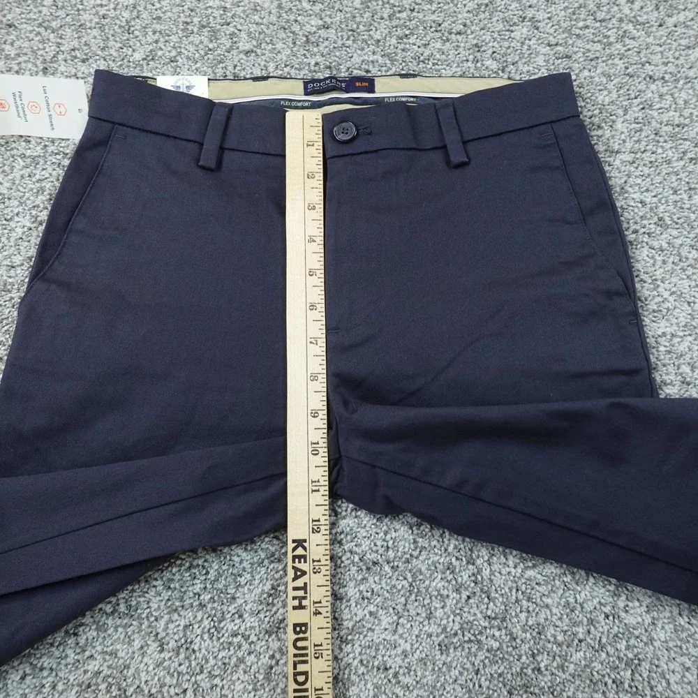 NEW Dockers Pants Mens 29X32 Navy Blue Khaki Slim Fit Chino Trouser Stretch Work